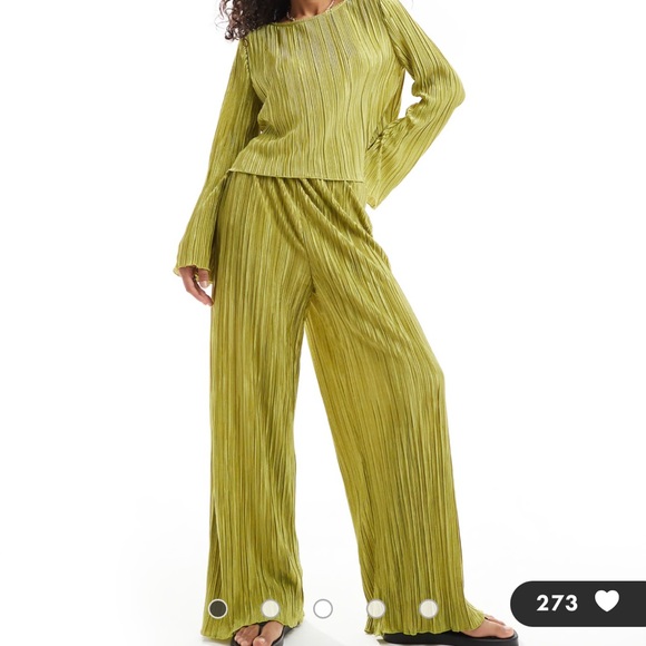 Green Plisse Pants - Picture 2 of 5